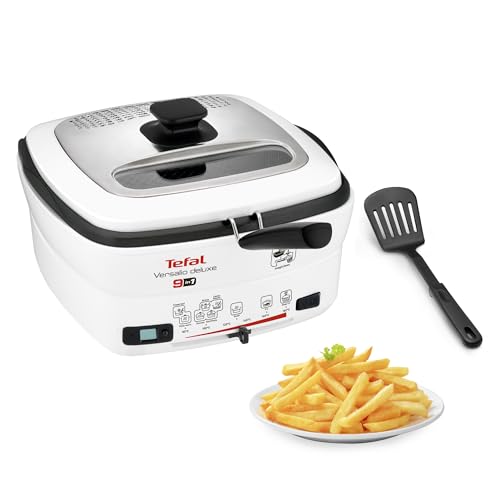 Tefal Multi-Funktions-Fritteuse Versalio Deluxe 9-In-1, Kapazität 1,3 Kg, Inkl. Pfannenwender, Braten, Frittieren, Köcheln, Regelbare Temperatur, Timer, weiß, FR4950