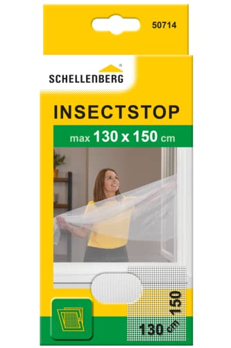 Schellenberg 50714 Fliegengitter für Fenster, Insektenschutz ohne Bohren, zuverlässiger Schutz gegen Mücken und Fliegen, inkl. Befestigungsband, 130 x 150 cm, weiß