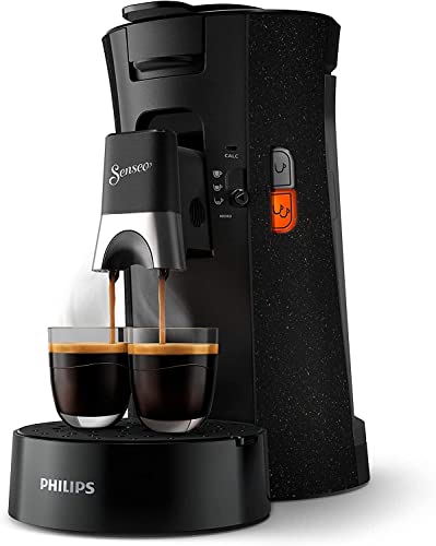 Philips Senseo Select ECO-Kaffeepadmaschine, schwarz/gefleckt - Wahl der Kaffeestärke plus Memo-Funktion, aus recyceltem Kunststoff (CSA240/20)