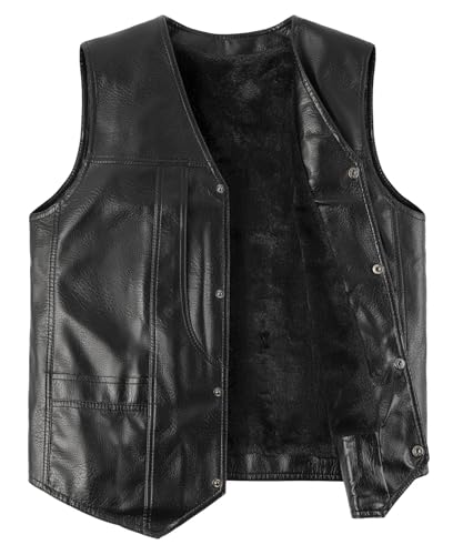 Harbrosrce Lederweste Weste PU Leder Biker Rocker Motorrad Clubweste Bikerweste Motorradweste Weste aus Kunstleder