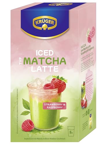 KRÜGER Iced Matcha Latte Strawberry & Raspberry 160g (8x 20g Sachets),