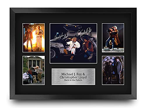 HWC Trading FR A3 Michael J Fox & Christopher Lloyd Back to the Future Geschenke Gedruckt, Signiert Autogramm-Präsentation-Display Für Film-Erinnerungsstücke-Fans - A3 Eingerahmt