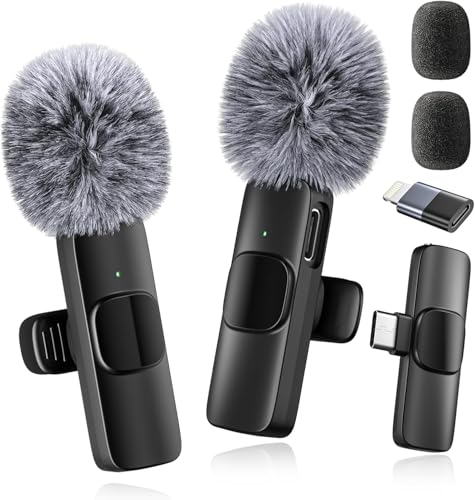 voijump Mini Mic Pro Kabelloses Mikrofon für iPhone, iPad, Android, 2er-Pack Lavalier-Mikrofon mit USB-C für Videoaufnahmen, Interviews, Podcasts, Vlog und ASMR, Tiktok, YouTube