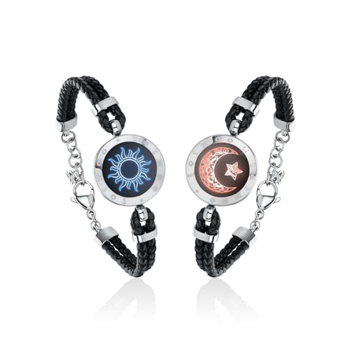 TOTWOO Intelligente Partnerarmbänder für Fernbeziehungen mit App-gesteuerter 1:1-Bluetooth-Kopplung – Romantisches Geschenk mit Leuchten und Vibration bei Berührung, gefertigt aus 316 Edelstahl