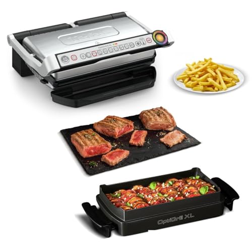 Tefal OptiGrill+ XL | Kontaktgrill mit automatischer Temperatur-Anpassung | 9 automatische Programme | XL-Grillfläche | inklusive Backschale | GC724D12