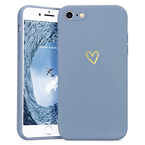 Lafunda Handyhülle Kompatibel mit iPhone 7/8/SE2020 Hülle Mädchen süß Herz Schutzhülle mit Kameraschutz stoßfest Ultra Dünn Silikon Case Bumper Back Cover für iPhone 7/8/SE2020 Blau