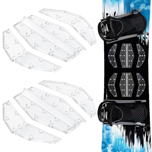 BESPOTCL Snowboard Stomp Pad, 2 Sets aus Premium TPU, 3D Anti-Rutsch Grip für maximale Kontrolle, kältebeständiger Klebstoff, transparentes Design für sicheres Snowboarden