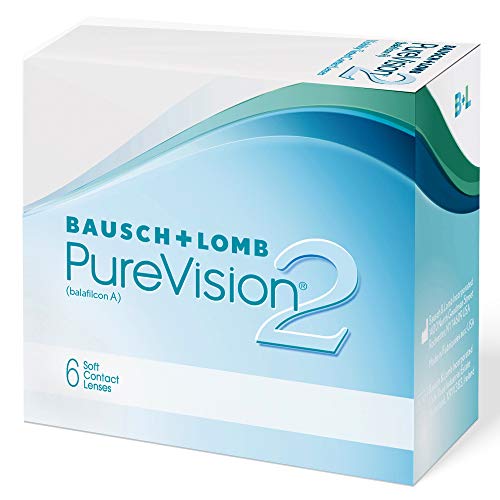 Bausch + Lomb PureVision 2 Monatslinsen, sehr dünne sphärische Kontaktlinsen, weich, 6 Stück / BC 8.6 mm / DIA 14 / -2 50 Dioptrien