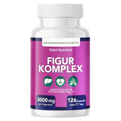 FIGUR KOMPLEX® Appetitzügler Kapseln – Extrem hochdosiert mit Glucomannan, Cholin, Vitamin B1 + B6 – Stoffwechsel Formel - Unterstützung für Abnehmen – für Frauen & Männer – schnell & stark