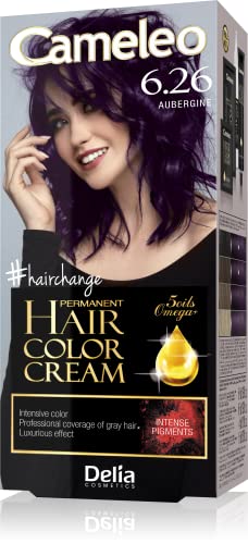 Cameleo – Omega Plus – Haarfarbe – Aubergine - Tiefgreifende, dauerhafte Farbe – Dauerhafte Färbung – Haarschutz - Komplettes Färbungsset