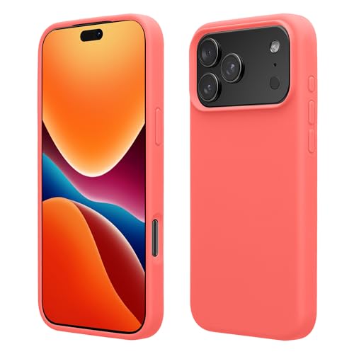 kwmobile Handyhülle für Apple iPhone 18 Pro/iPhone 17 Pro Hülle - Case Silikon - Kabelloses Laden - Schutzhülle Cover in Neon Koralle