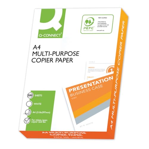 Q-CONNECT KF10057 Kopierpapier Druckerpapier/DIN A4, 75g/m²/ 1 x 500 Blatt/Qualitätsklasse - C/Universalpapier/für Zuhause Büro und das Homeoffice/Multifunktions-Papier