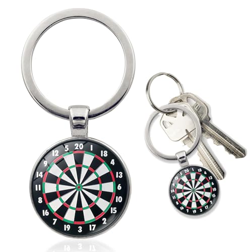 Ceeyoll Dartscheibe Schlüsselanhänger, Schlüssel Dartscheibe Silber, Schlüsselanhänger Dart, Schlüsselanhänger Dartscheibe, Für Dart-Enthusiasten, Schlüssel Zum Aufhängen