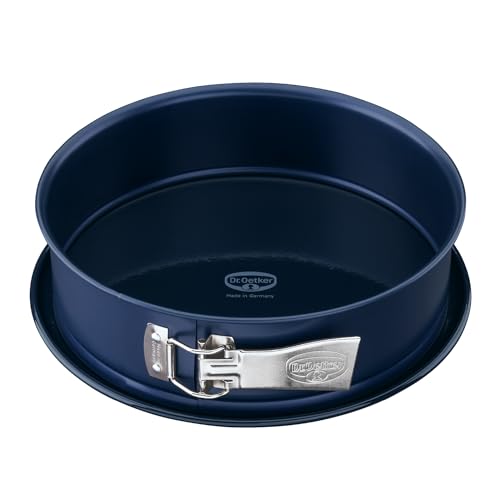 Dr. Oetker Springform Ø 26 cm Back-Liebe Emaille – Runde Backform mit schnitt- & kratzfestem Emaille-Boden – 26er Kuchenbackform mit extra hohem Rand in Dunkelblau – hitzebeständig bis 230 °C