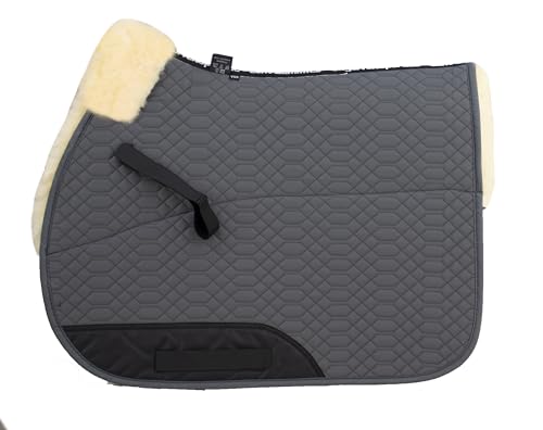 Engel Reitsport | SCHABRA1-VSS-GRA-MED | Schabracke | Steppstoff | Lammfell im Sattelbereich | Half Lined | Fellkranz vorne | Vielseitigkeit | Stoff grau Fell med.
