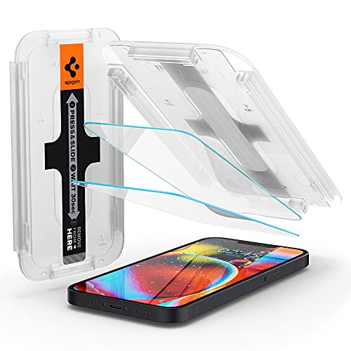 Spigen Glas.tR EZ Fit Schutzfolie kompatibel mit iPhone 13 Mini, 2 Stück, Kratzfest, 9H Härte Folie