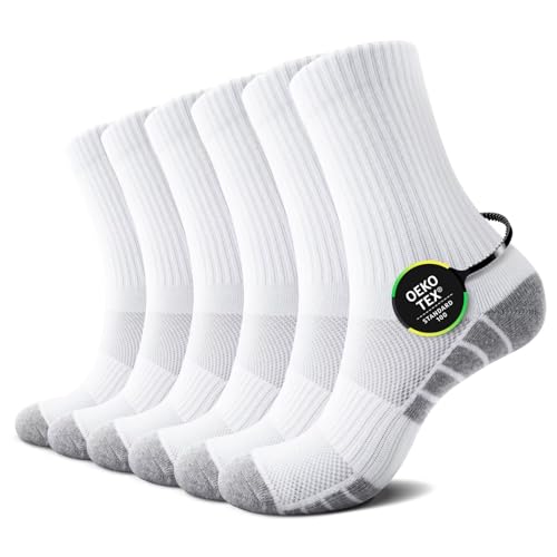TUUHAW Weisse Socken Herren 43-46 Baumwolle Tennissocken Herren 43-46 Weiß Sportsocken Freizeitsocken Laufsocken Wandersocken Baumwollsocken Frottee Socken Strümpfe