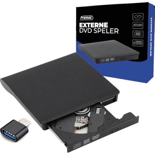 Premes Externer DVD-Player – Tragbarer USB 3.0 High-Speed-CD-Brenner – Externes Plug-&-Play-DVD-Laufwerk für Laptop und PC – Kompatibel mit Windows 11 und Mac OS