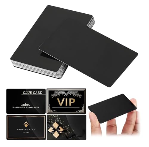 LNGJIN50 Stück Aluminiumlegierung Visitenkarte,86X54mm Metall Visitenkarten Rohlinge,Metallkarten,Gravierte Visitenkarten Aluminium,für DIY Geschenkkarten Bürokunden,Visitenkarten Blanko (schwarz)