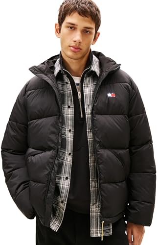 Tommy Jeans Herren Pufferjacke Hooded mit Kapuze, Schwarz (Black), S