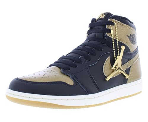 Nike Air Jordan 1 Retro High OG Herren-Sneaker, Schwarz/Segel/Metallic-Gold, 11