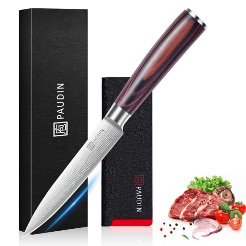 PAUDIN Kochmesser Allzweckmesser Profi 13 cm Scharf Küchenmesser Chefmesser aus rostfreiem Deutscher Edelstahl mit ergonomischem Griff