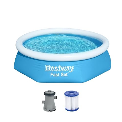 Bestway Fast Set Aufstellpool-Set mit Filterpumpe Ø 244 x 61 cm, blau, rund, 57450
