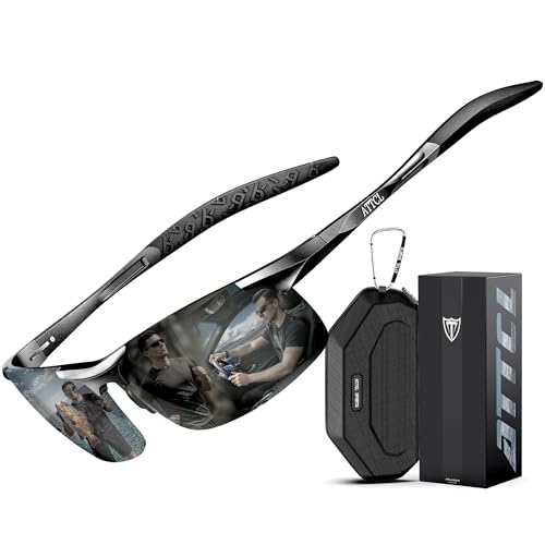 ATTCL Sonnenbrille Herren Polarisiert Sports UV400 Leicht Wrap-Around AL-MG