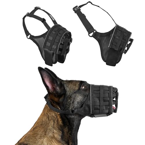 OneTigris Maulkorb für Hunde, Leicht und Weich Maulkorb füttern und Trinken erlaubt, Für das Sozialisierungstraining, Atmungsaktive Haustier Maske, Klettverschluss, schützt vor Bellen & Beißen (XXL)