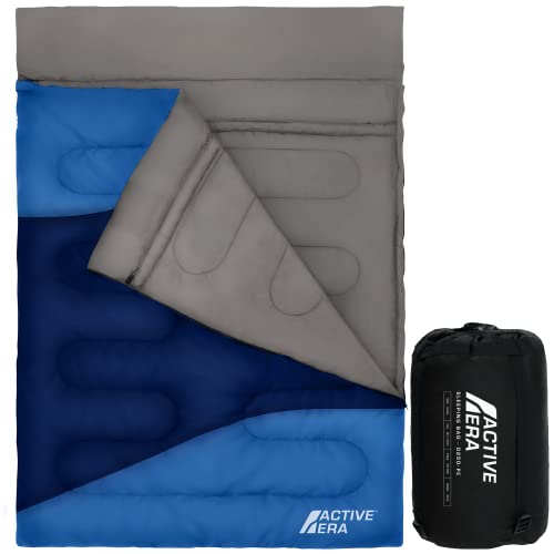 Active Era Professioneller 300 Warmer Mumienschlafsack, 300 g/m², doppellagige Füllung, 3-4 Jahreszeiten, für Camping, Wandern, Outdoor (Blau), Mumienschlafsack