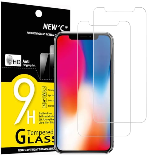 NEW'C 2 Stück für iPhone 11 Pro und iPhone X und iPhone XS für Panzerglas, Frei von Kratzern, 9H Härte, HD Displayschutzfolie, 0.33mm Ultra-klar, Ultrabeständig