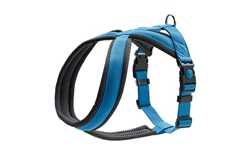 Hunter Hundegeschirr London Comfort, atmungsaktives 3D-Mesh, 2-Fach verstellbar, Sicherheitsverschluss, reißfest, leicht & pflegeleicht, Farbe: Hellblau, Größe: M