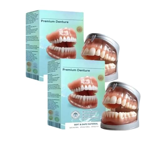 Komplettes Gebiss, Premium-Vollprothese, bequeme, natürlich aussehende Zähne, Zahnersatz-Set für Männer und Frauen (2 Satz)