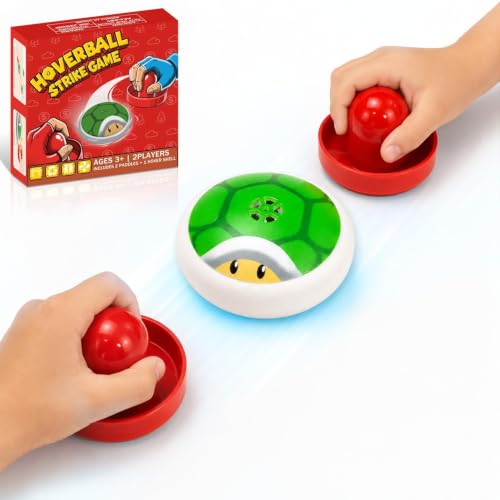 Glückpa Kinder Airhockey Spiel mit schwebendem Puck und 2 Roten Schiebern | Tischspiel, Indoor Familienspiel, Partyspaß, Portable Spielzeug, Geschenk für Junge und Mädchen, Ab 3 Jahren
