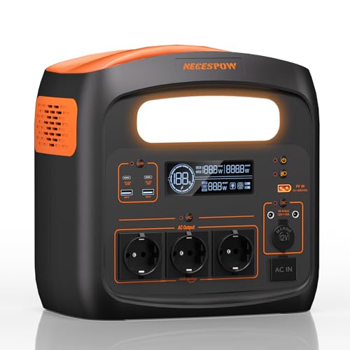 Tragbare Powerstation 1800W(3600W Spitze), 1102,5Wh LiMnFePO4 Akku, Schnellladung in 65 Min., PD 100W, USB-C/AC/DC, Solarladung, für Camping, Notstrom, Outdoor
