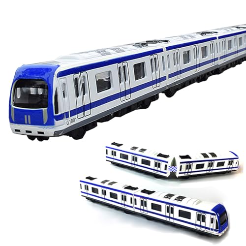 Zug Toy, 4pcs Auto Set Legierung Stadtbahn U-Bahn Zug Modell, 1/64 Skala Legierung U-Bahn/Auto Modell, blau Whitede