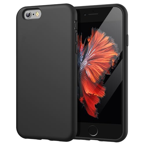JETech Silikon Hülle für iPhone 6s/6 4,7 Zoll, Seidigem Ganzkörper Schutzhülle Case Cover, Stoßfeste Abdeckung mit Mikrofaserfutter (Schwarz)