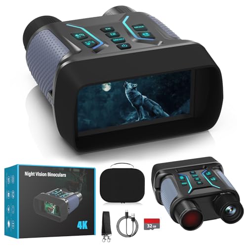 4K 36MP Nachtsichtgerät, 8X Digitaler Zoom 4.5“ HD-Display Infrarot Fernglas Nachtsichtgeräte, Fernglas mit 7-Stufiges Nachtsicht, 4500mAh Wiederaufladbares Nachtsicht Fernglas mit 32GB TF Karte