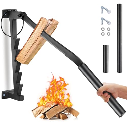 Ricyea Holzspalter Manuell Wandhalterung Brennholzspalter für Weichhölzern Anzündspalter Wandmontage Handholzspalter Spanmesser langen Handgriff für Camping Picknick,Gartenhaus Typ-A)