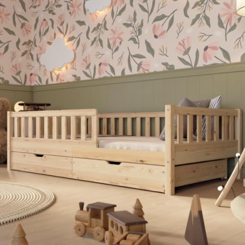 Crazy Pine Montessori Kinderbett mit Schubladen Crazy Basic 120x200 cm Nat.