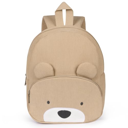 Aomig Plüsch Rucksack Kindergartenrucksack Kleinkind Rucksack Kindergarten Schultasche für Jungen Mädchen Tierischer Kinderrucksack Tier Cartoon Mini Tasche Kinder Rucksack für 2-6 Jahre (Bär-Khaki)