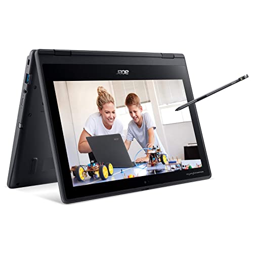 Acer TravelMate Spin B3 (TMB311RN-31-P5KK) Schüler Convertible Notebook 11 Zoll Windows 10 Pro-FHD IPS Display,Intel Pentium N5030,4 GB DDR4 RAM,128GB SSD, M.2 PCIe SSD,Intel UHD Graphics 605, Schwarz