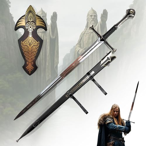 Anduril Schwert Replik mit Scheide und Wandhalterung – Herr der Ringe inspiriertes Sammlerschwert – Hochwertige Nachbildung für Dekoration, Fans & Geschenkideen