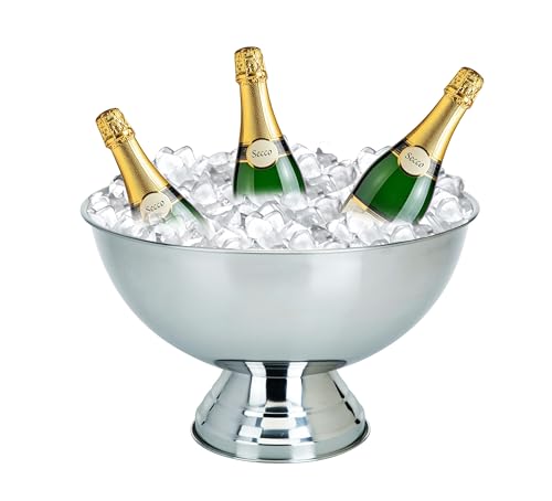 mucHome XXL Champagnerschale aus Edelstahl ⌀40cm Sektkühler Schale Getränke Champagner Wein Sekt Kühler