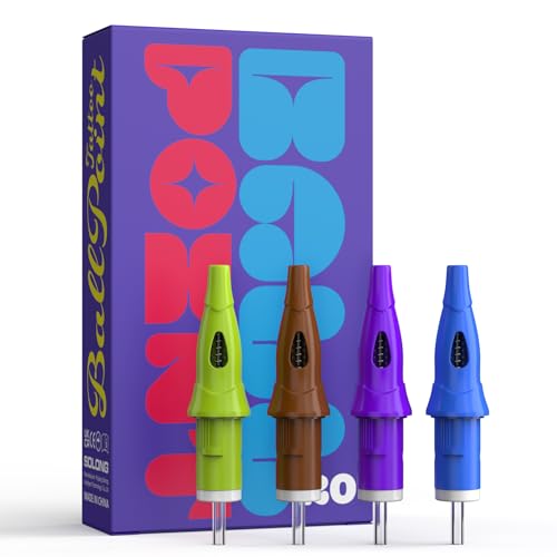 Kugelschreiber-Tattoo-Nadeln, Solong 20 Stück Tattoo-Kugelschreiber-Patronennadeln für Dotwork-Zeichenübungen auf Papier für Anfänger EN18-BP-20KIT-B (Lila, Blau, Kaffee, Gelbgrün)