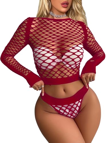 Buitifo Damen Dessous-Sets Lingerie Nachtwäsche(dunkelrot,Einheitsgröße)