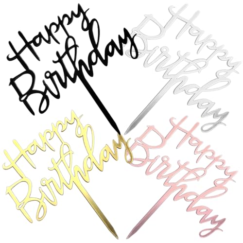 ZoeTekway Happy Birthday Tortendeko, Cake Topper Geburtstag, Acryl Tortendeko Geburtstag, Cupcake Topper (8, 4 Farben Satz 1)