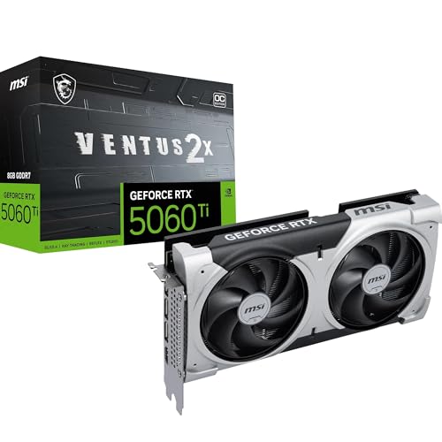 MSI GeForce RTX 5060 Ti 8G Ventus 2X OC Plus - 8GB GDDR7 (28Gbps/128-bit), PCIe 5, Boost: 2602 MHz, HDMI 2.1b, DisplayPort 2.1b, Extra Core-Pipes