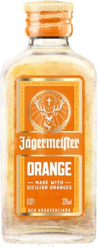 Jägermeister ORANGE – 24 x 0,02l Premium Kräuterlikör Shots 33% Vol. – Fruchtig-frisch mit Citrusöl-Extrakt aus sonnengereiften sizilianischen Orangen – 56 erlesene Kräuter