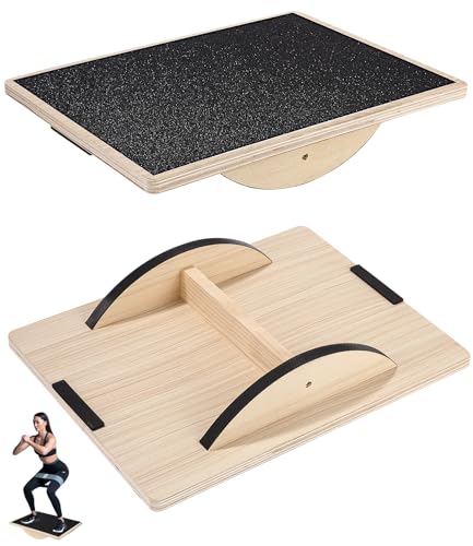 Zofory Rutschfestes Balance Board, Balance Board aus Holz für Erwachsene, Gleichgewichtstrainer für das Training der Rumpfmuskulatur, Stabilitätstraining und Dehnübungen für die Beine